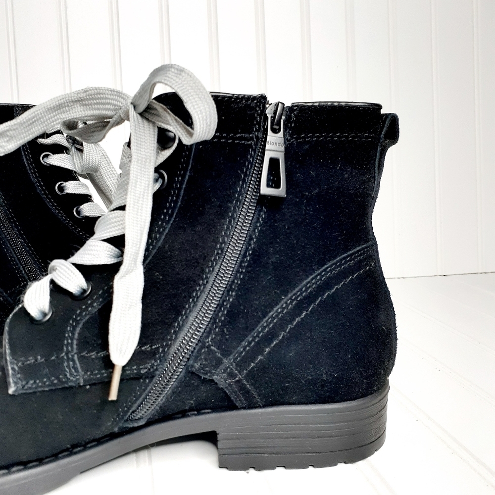 Blondo Black Suede Waterproof Lace Up Ankle Boot H776 - Picture 9 of 13